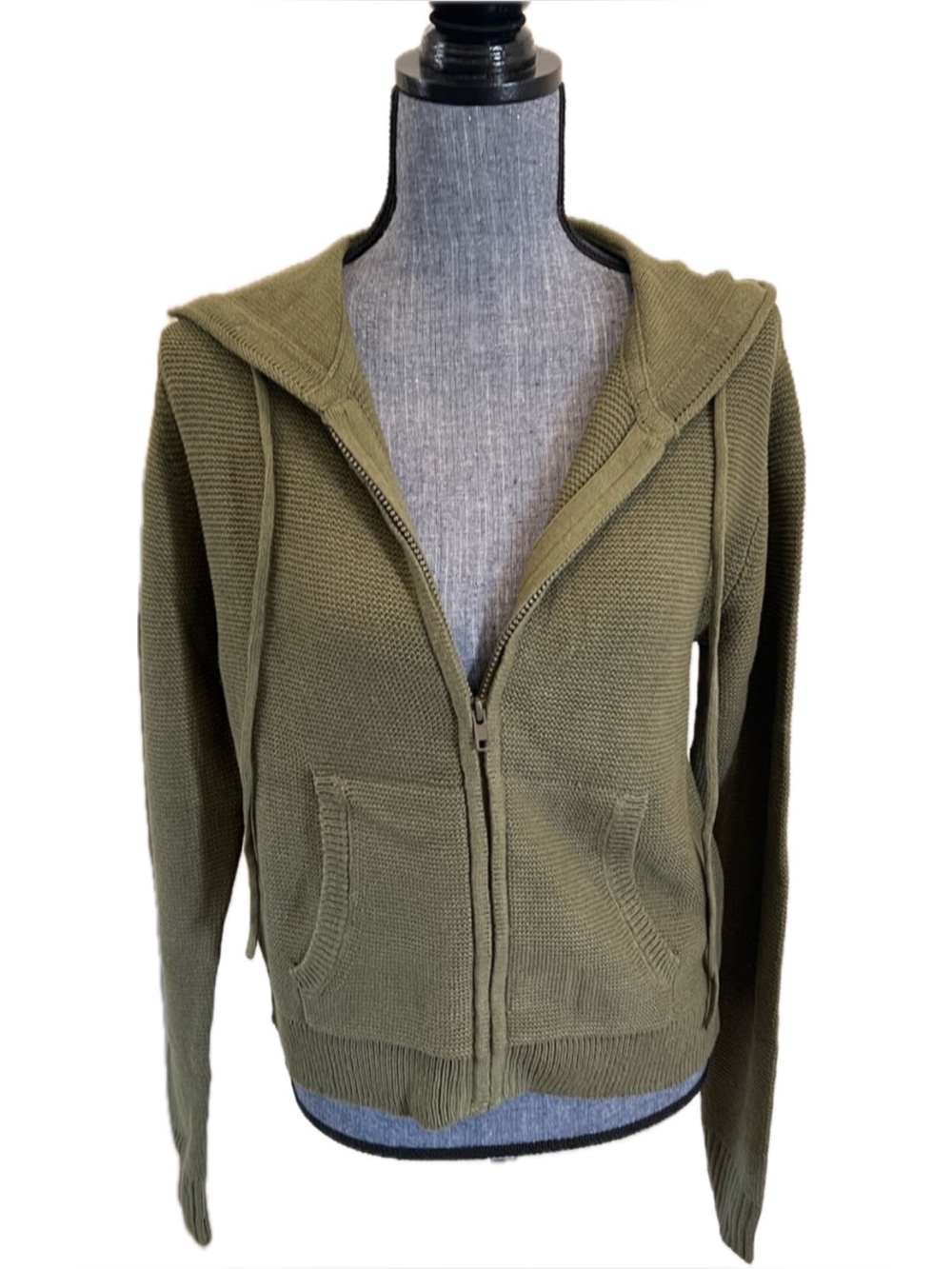 NWT Cabi Hudson Olive Green Zip-Up Hooded Sweater